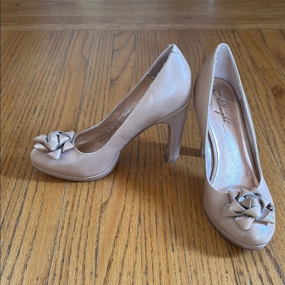 Miss Albright Tan Stiletto Heels with Embellished Toe - Picture 1 of 4